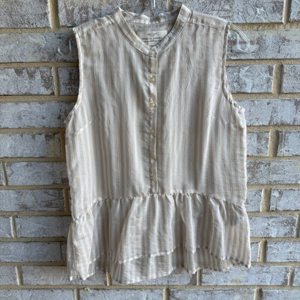 Trovata Bird of Paradise Sleeveless Sheer Striped Blouse Women's Size S